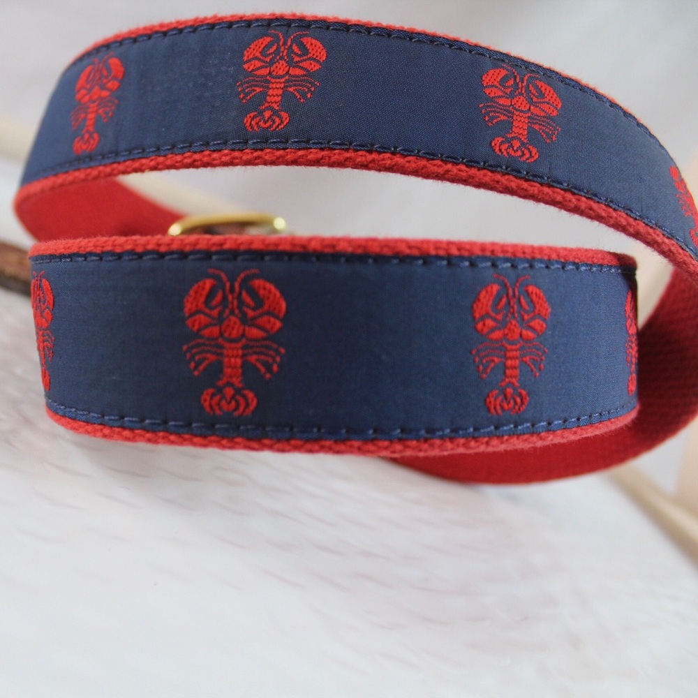 90s Leather Man Lobster Canvas Belt Large Red Blue